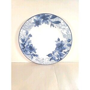 Vintage Cracker Barrel Dinner Plate  Blue and White Flowered   11"